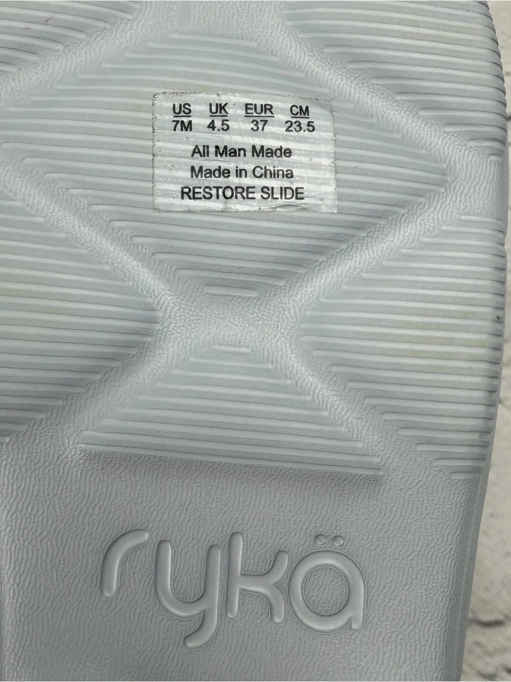 Ryka Re-Zorb Lite Recovery Slide Sandals Silver Metallic Comfort Shoes Size 7